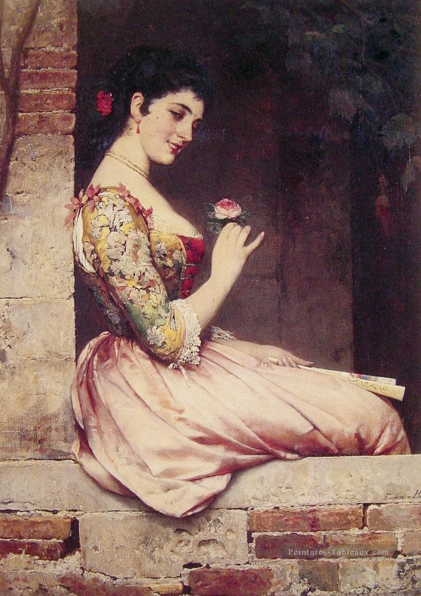 La dame de rose Eugène de Blaas Peintures à l'huile